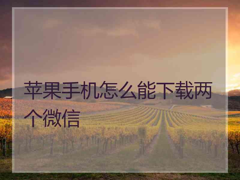 苹果手机怎么能下载两个微信