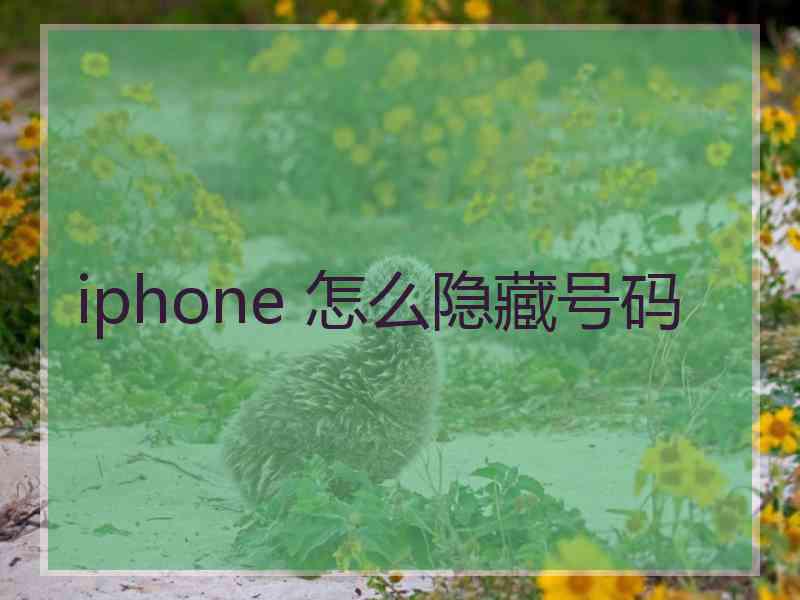 iphone 怎么隐藏号码