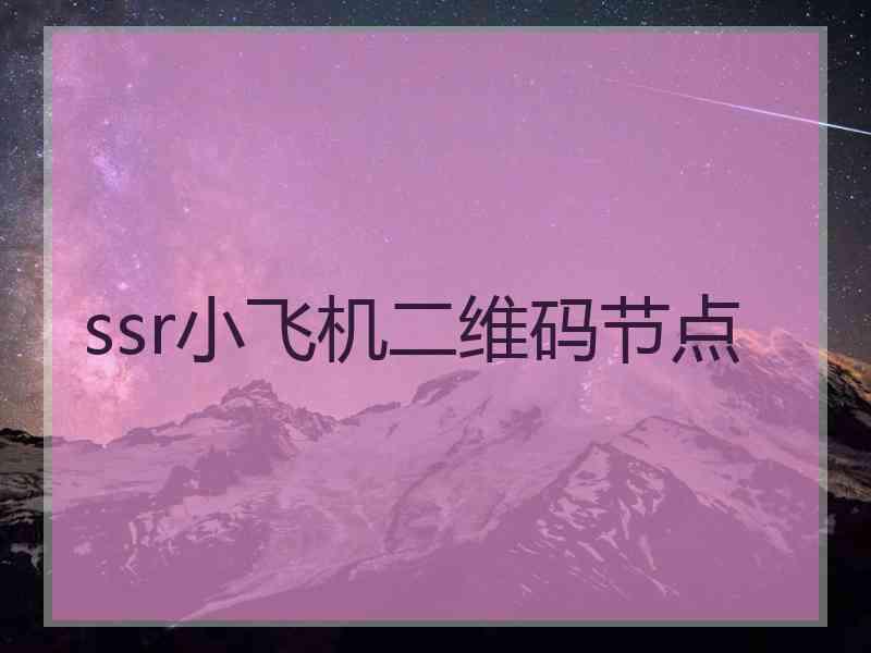 ssr小飞机二维码节点