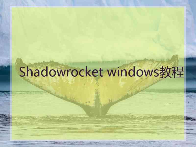 Shadowrocket windows教程