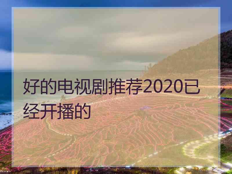 好的电视剧推荐2020已经开播的